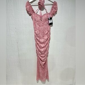Elegant Pink Lace Dress